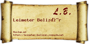 Leimeter Belizár névjegykártya